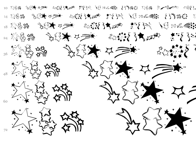 KR Starry Eyed font waterfall